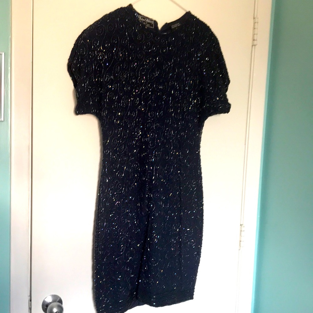Robert Anthony formal silk beaded dress size 8 vintage